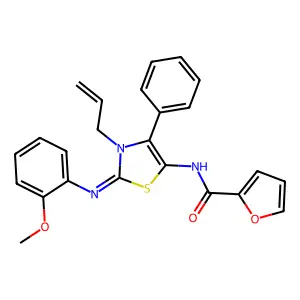 N-{2-[(2-methoxyphenyl)imino]-4-phenyl-3-(prop-2-en-1-yl)-2,3-dihydro-1,3-thiazol-5-yl}furan-2-carboxamide structure