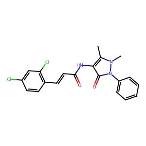 (2E)-3-(2,4-dichlorophenyl)-N-(1,5-dimethyl-3-oxo-2-phenyl-2,3-dihydro-1H-pyrazol-4-yl)prop-2-enamide structure