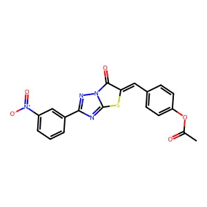 [4-[(E)-[2-(3-nitrophenyl)-6-oxo-[1,3]thiazolo[3,2-b][1,2,4]triazol-5-ylidene]methyl]phenyl] acetate structure