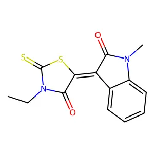 (3Z)-3-(3-ethyl-4-oxo-2-thioxo-1,3-thiazolidin-5-ylidene)-1-methyl-1,3-dihydro-2H-indol-2-one structure
