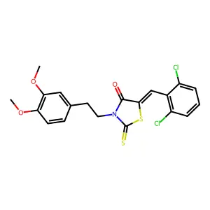 (5Z)-5-(2,6-dichlorobenzylidene)-3-[2-(3,4-dimethoxyphenyl)ethyl]-2-thioxo-1,3-thiazolidin-4-one structure