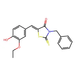 3-Benzyl-5-(3-ethoxy-4-hydroxybenzylidene)-2-thioxo-1,3-thiazolidin-4-one structure