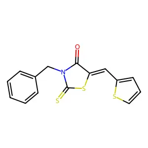 3-Benzyl-2-sulfanylidene-5-(thiophen-2-ylmethylidene)-1,3-thiazolidin-4-one structure