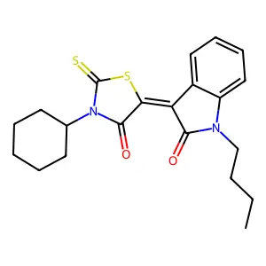 (3Z)-1-butyl-3-(3-cyclohexyl-4-oxo-2-thioxo-1,3-thiazolidin-5-ylidene)-1,3-dihydro-2H-indol-2-one structure