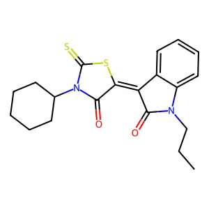 (3Z)-3-(3-cyclohexyl-4-oxo-2-thioxo-1,3-thiazolidin-5-ylidene)-1-propyl-1,3-dihydro-2H-indol-2-one structure