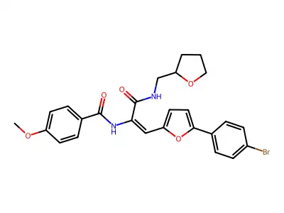 (2Z)-3-[5-(4-bromophenyl)(2-furyl)]-2-[(4-methoxyphenyl)carbonylamino]-N-(oxol an-2-ylmethyl)prop-2-enamide structure