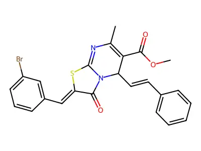 (Z)-methyl 2-(3-bromobenzylidene)-7-methyl-3-oxo-5-((E)-styryl)-3,5-dihydro-2H-thiazolo[3,2-a]pyrimidine-6-carboxylate structure