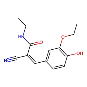 2-cyano-3-(3-ethoxy-4-hydroxyphenyl)-N-ethylprop-2-enamide structure
