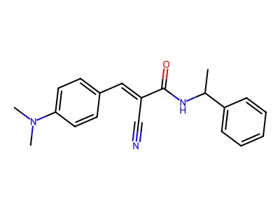 (2E)-2-cyano-3-[4-(dimethylamino)phenyl]-N-(1-phenylethyl)prop-2-enamide structure