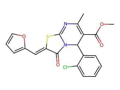 METHYL (2E)-5-(2-CHLOROPHENYL)-2-(2-FURYLMETHYLENE)-7-METHYL-3-OXO-2,3-DIHYDRO-5H-[1,3]THIAZOLO[3,2-A]PYRIMIDINE-6-CARBOXYLATE structure
