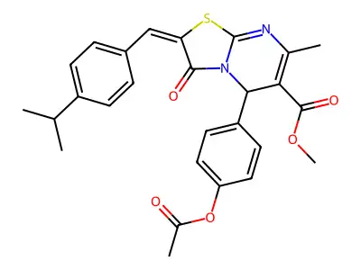 (Z)-methyl 5-(4-acetoxyphenyl)-2-(4-isopropylbenzylidene)-7-methyl-3-oxo-3,5-dihydro-2H-thiazolo[3,2-a]pyrimidine-6-carboxylate structure