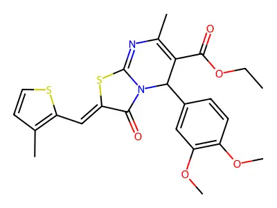 ethyl 5-(3,4-dimethoxyphenyl)-7-methyl-2-[(3-methyl-2-thienyl)methylene]-3-oxo-2,3-dihydro-5H-[1,3]thiazolo[3,2-a]pyrimidine-6-carboxylate structure