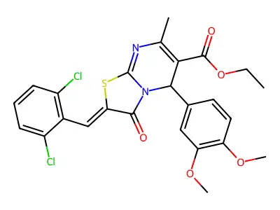 ethyl (2Z)-2-(2,6-dichlorobenzylidene)-5-(3,4-dimethoxyphenyl)-7-methyl-3-oxo-2,3-dihydro-5H-[1,3]thiazolo[3,2-a]pyrimidine-6-carboxylate structure