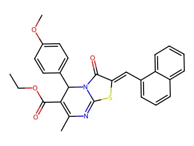 ethyl (2Z)-5-(4-methoxyphenyl)-7-methyl-2-(naphthalen-1-ylmethylidene)-3-oxo-2,3-dihydro-5H-[1,3]thiazolo[3,2-a]pyrimidine-6-carboxylate structure