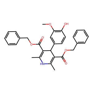 Dibenzyl 4-(4-HO-3-meo-PH)-2,6-dimethyl-1,4-dihydro-3,5-pyridinedicarboxylate structure