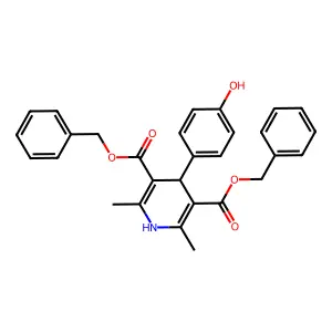 Dibenzyl 4-(4-hydroxyphenyl)-2,6-dimethyl-1,4-dihydropyridine-3,5-dicarboxylate structure