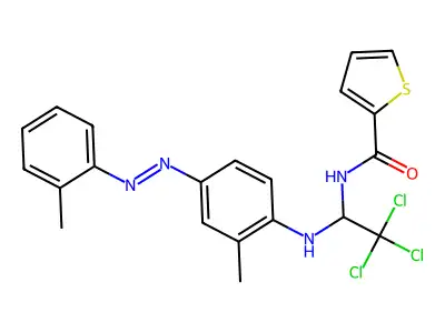 N-(2,2,2-Tri-CL-1-(2-ME-4-((2-ME-PH)diazenyl)anilino)ET)-2-thiophenecarboxamide structure