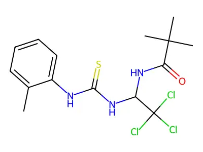 2,2-dimethyl-N-[2,2,2-trichloro-1-[(2-methylphenyl)carbamothioylamino]ethyl]propanamide structure