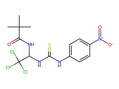 2,2-dimethyl-N-[2,2,2-trichloro-1-[(4-nitrophenyl)carbamothioylamino]ethyl]propanamide structure