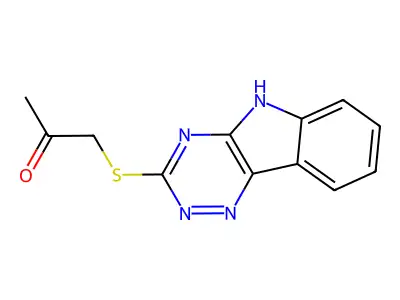 1-((2H-[1,2,4]triazino[5,6-b]indol-3-yl)thio)propan-2-one structure