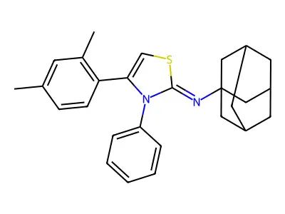 (Z)-N-(4-(2,4-dimethylphenyl)-3-phenylthiazol-2(3H)-ylidene)adamantan-1-amine structure