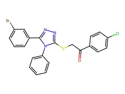 2-((5-(3-BR-PH)-4-Phenyl-4H-1,2,4-triazol-3-YL)thio)-1-(4-chlorophenyl)ethanone structure