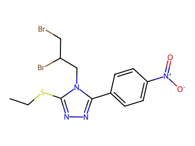 4-(2,3-dibromopropyl)-3-(ethylsulfanyl)-5-(4-nitrophenyl)-4H-1,2,4-triazole structure
