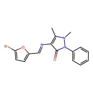 4-[[(5-Bromo-2-furanyl)methylene]amino]-1,2-dihydro-1,5-dimethyl-2-phenyl-3H-pyrazol-3-one structure
