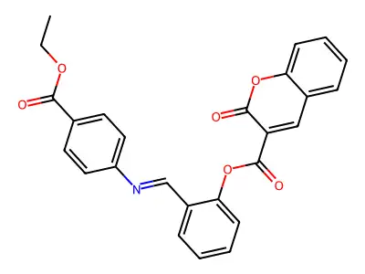[2-[(4-Ethoxycarbonylphenyl)iminomethyl]phenyl] 2-oxochromene-3-carboxylate structure