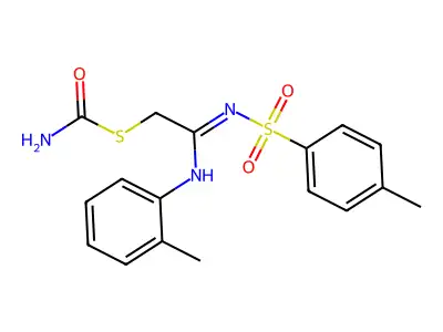 S-[2-(2-methylanilino)-2-(4-methylphenyl)sulfonyliminoethyl] carbamothioate structure