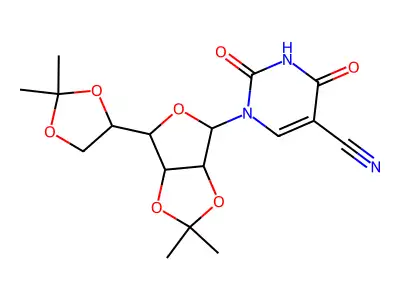 1-[6-(2,2-dimethyl-1,3-dioxolan-4-yl)-2,2-dimethyl-3a,4,6,6a-tetrahydrofuro[3,4-d][1,3]dioxol-4-yl]-2,4-dioxopyrimidine-5-carbonitrile structure