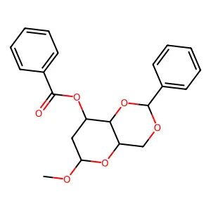 (6-methoxy-2-phenyl-4,4a,6,7,8,8a-hexahydropyrano[3,2-d][1,3]dioxin-8-yl) benzoate structure