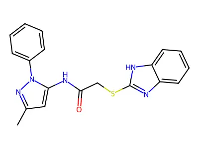 2-(1H-benzimidazol-2-ylsulfanyl)-N-(3-methyl-1-phenyl-1H-pyrazol-5-yl)acetamide structure