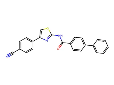 N-(4-(4-cyanophenyl)thiazol-2-yl)-[1,1'-biphenyl]-4-carboxamide structure