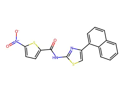 N-(4-(naphthalen-1-yl)thiazol-2-yl)-5-nitrothiophene-2-carboxamide structure