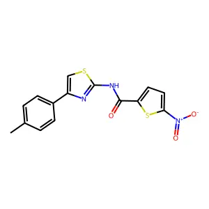 N-[4-(4-methylphenyl)-1,3-thiazol-2-yl]-5-nitrothiophene-2-carboxamide structure