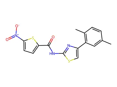 N-[4-(2,5-dimethylphenyl)-1,3-thiazol-2-yl]-5-nitrothiophene-2-carboxamide structure