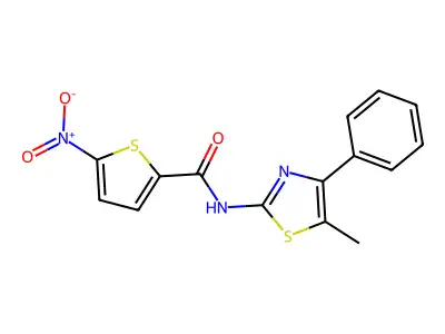N-(5-methyl-4-phenyl-1,3-thiazol-2-yl)-5-nitrothiophene-2-carboxamide structure
