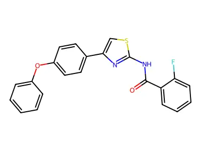 2-fluoro-N-[4-(4-phenoxyphenyl)-1,3-thiazol-2-yl]benzamide structure