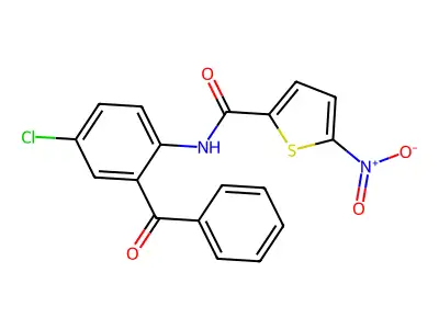 N-(2-benzoyl-4-chlorophenyl)-5-nitrothiophene-2-carboxamide structure