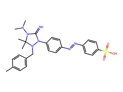 Benzenesulfonic acid, 4-[2-[4-[4-(dimethylamino)-5-imino-3,3-dimethyl-2-[(4-methylphenyl)methyl]-1,2,4-triazolidin-1-yl]phenyl]diazenyl]- structure