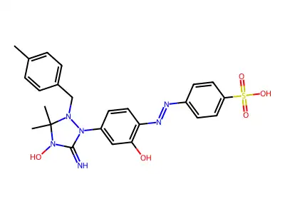Benzenesulfonic acid, 4-[2-[2-hydroxy-4-[4-hydroxy-5-imino-3,3-dimethyl-2-[(4-methylphenyl)methyl]-1,2,4-triazolidin-1-yl]phenyl]diazenyl]- structure