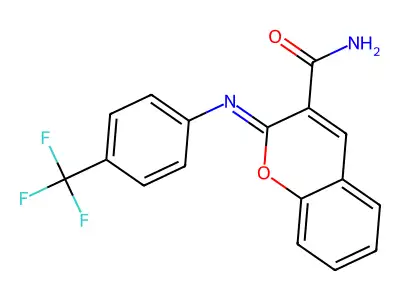 (2Z)-2-{[4-(trifluoromethyl)phenyl]imino}-2H-chromene-3-carboxamide structure