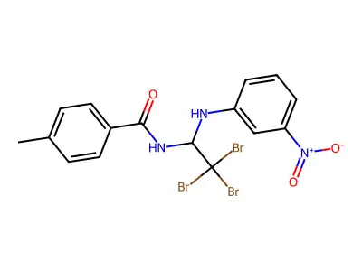 4-methyl-N-{2,2,2-tribromo-1-[(3-nitrophenyl)amino]ethyl}benzamide structure