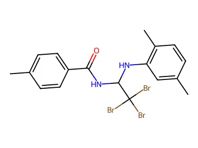 4-methyl-N-[2,2,2-tribromo-1-(2,5-dimethylanilino)ethyl]benzamide structure