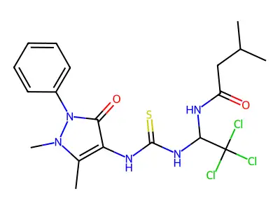 3-methyl-N-(2,2,2-trichloro-1-{[(1,5-dimethyl-3-oxo-2-phenyl-2,3-dihydro-1H-pyrazol-4-yl)carbamothioyl]amino}ethyl)butanamide structure