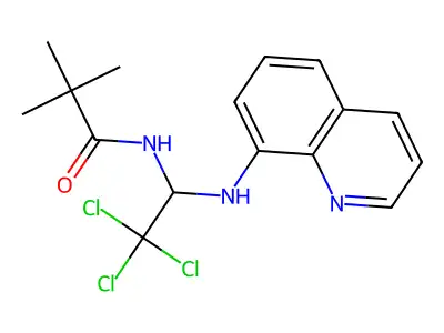 2,2-dimethyl-N-[2,2,2-trichloro-1-(quinolin-8-ylamino)ethyl]propanamide structure