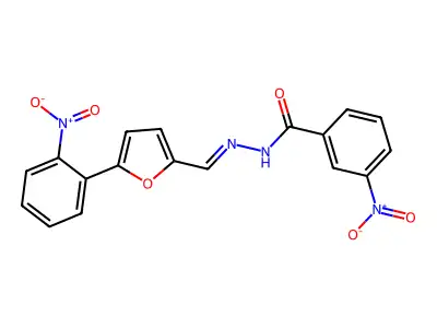 (E)-3-nitro-N'-((5-(2-nitrophenyl)furan-2-yl)methylene)benzohydrazide structure