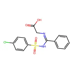 2-(N'-((4-chlorophenyl)sulfonyl)benzimidamido)acetic acid structure