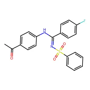 N-(4-acetylphenyl)-4-fluoro-N'-(phenylsulfonyl)benzimidamide structure